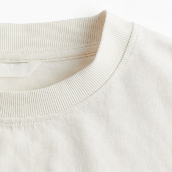 H&M Cropped T-Shirt - Cream/Beau- Ladies - Picture 5 of 5